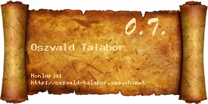 Oszvald Talabor névjegykártya